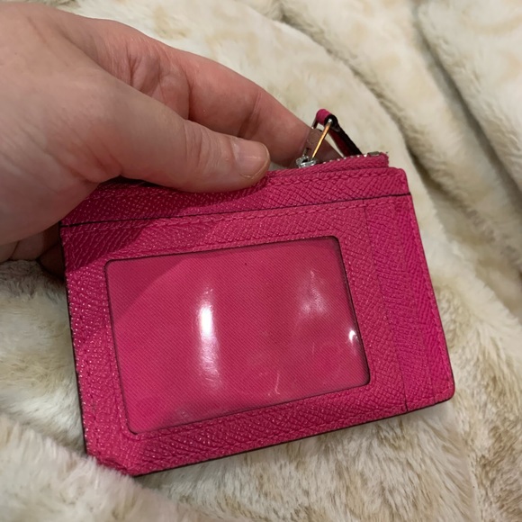 Worn once pink saffiano leather Coach ID wallet keychain holder (orig: $98) - Picture 3 of 5